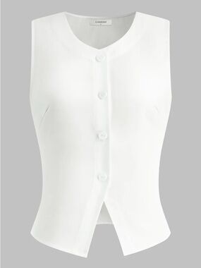 Commense Linen Blend Button Up Tank Top - Large